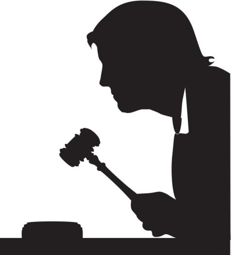 Judge with gavel silhouette